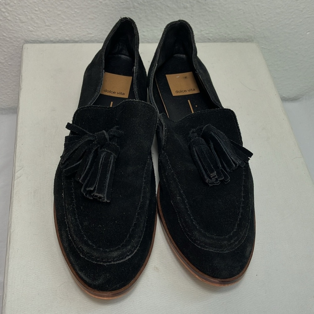 Dolce Vita Chelsy Black Suede Double Tassel Loafer size 8 - Picture 2 of 8